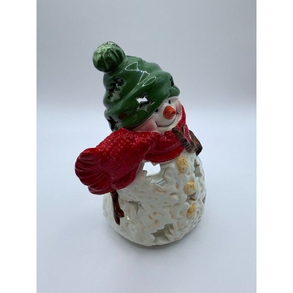 Ceramic Snowman Candle Holders Set Of 2 For Holiday Decor - Picture 3 of 14